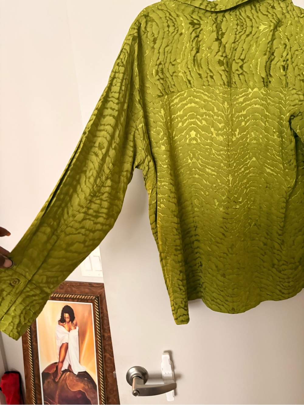 Rachel Zoe Olive Green Textured Silk Blouse - Picture 5 of 9